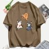 Three Cats Climbing Upwards And Escaping Print T-Shirt Women Soft Y2K T Shirts Cotton Casual Woman Clothes Crewneck Oversize Top