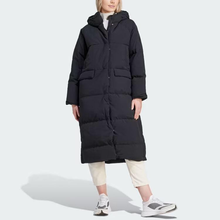 adidas 530 Plain Long Sleeve Hooded Down Jacket Women Jacket Black IK3159