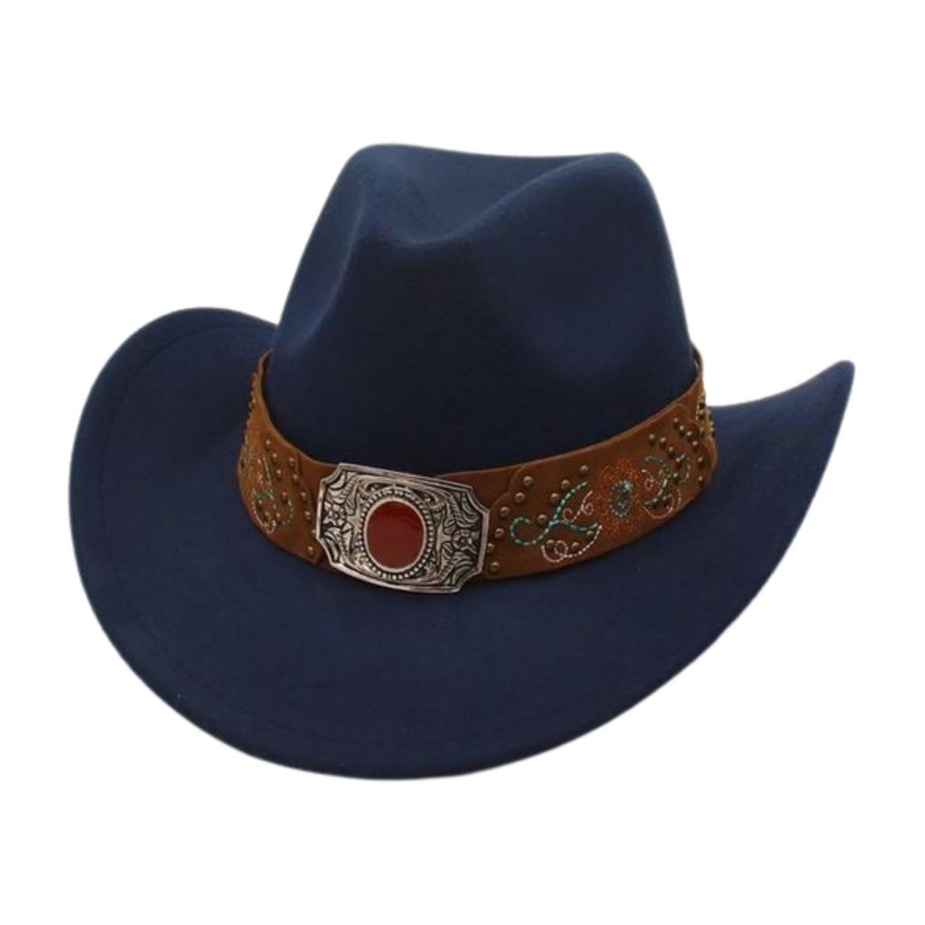 Cappello a Tesa Larga Stile Cowboy Occidentale Tesa Arrotolata Decorazione Stile Etnico Vacanza Viaggio Antivento Cappello a Cilindro