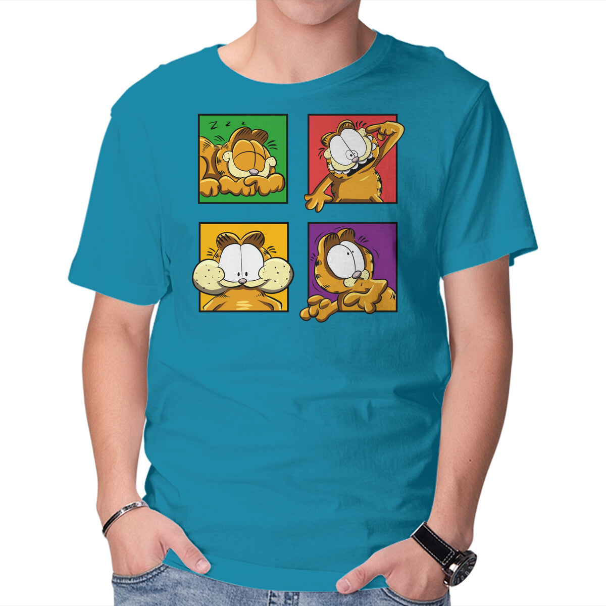 Unisex Crew Neck T-Shirt Orange Cat Emotions Graphic Short Sleeve Casual Tee XL