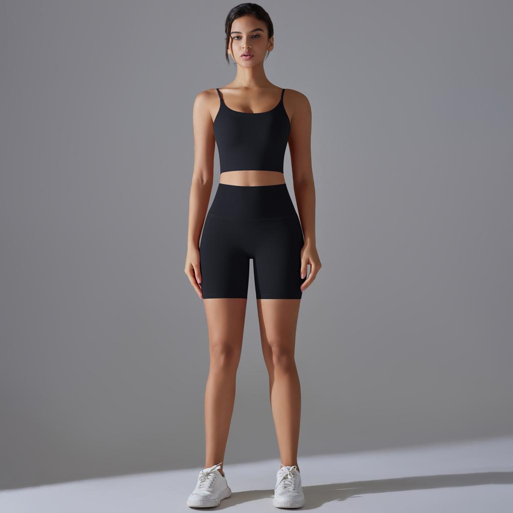 Nessaj Seamless High Waist Yoga Set Women Sleeveless Running Sportswear Push Up Slim Shorts Backless Bra Fitness Outfits