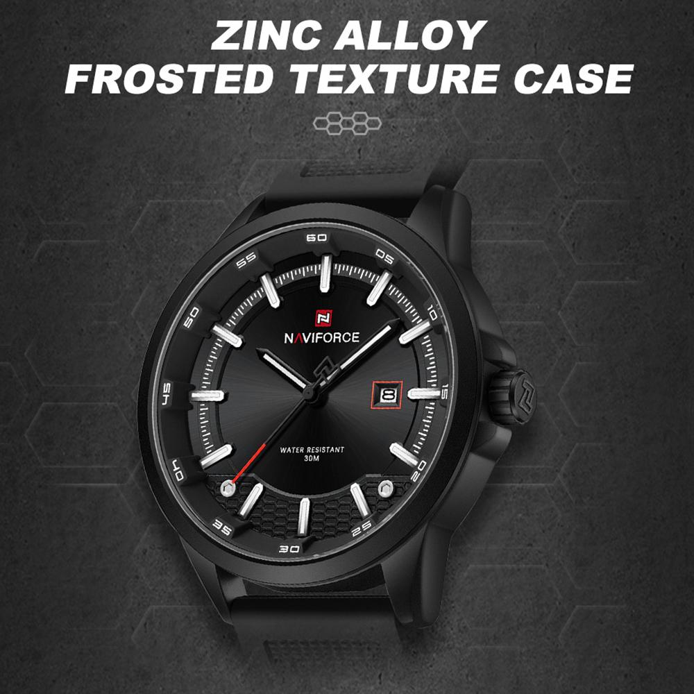 NAVIFORCE Men's Watch Quartz Calendar Luminous Hands Waterproof Silica Strap Round Simple Dial Fashion Casual Watch for Men NF9248T