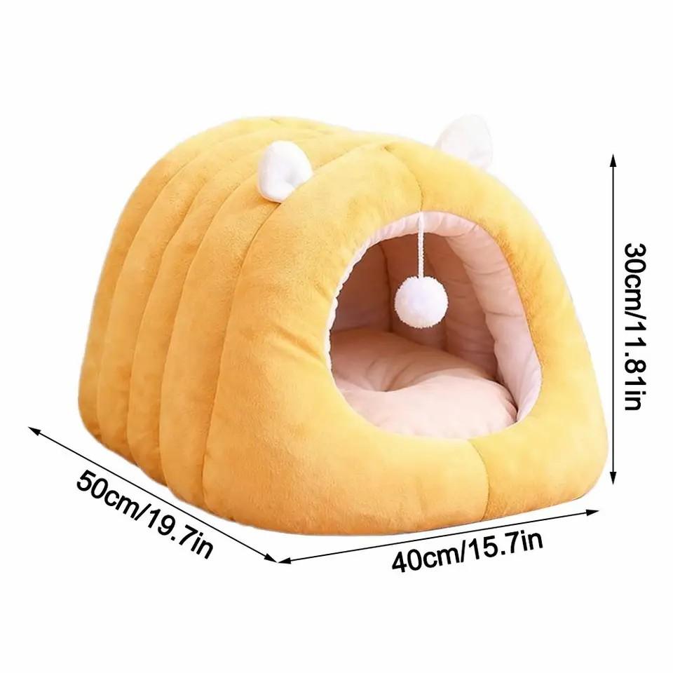 3D Pumpkin Pet House Semi-Enclosed Removable Bottom Non-Slip Soft Pp Cotton Warm Cat Villa Autumn And Winter Small Dog Kennel