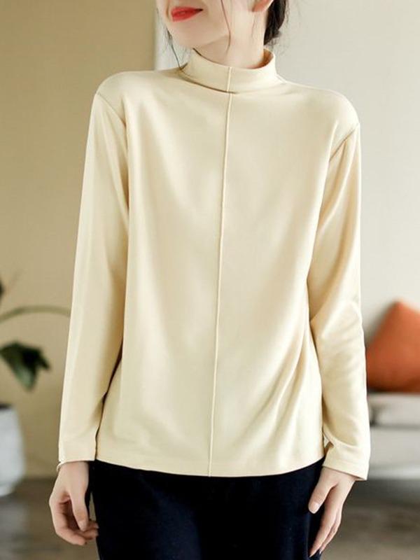 Damen Vielseitiges Patchwork Samt Semi-High Neck Shirt - Herbst/Winter 2025