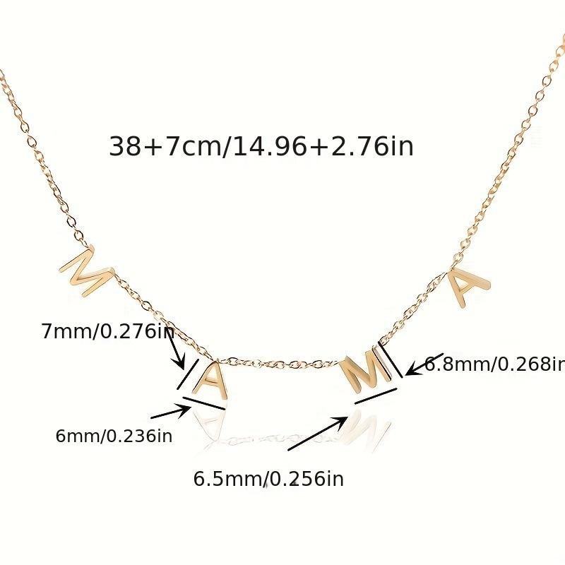 Mama Letter Chain Necklace Simple Neck Plated Jewelry Decoration Adjustable Mother'S Day Gift