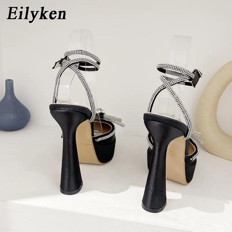 Fashion Eilyken Fashion Bowknot Party Pumps Pointed Toe Sexy Platform Women Shoes Crystal Buckle Strap High Heels Prom Sandal