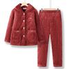 Moou Elderly Women's Warm Coral Fleece Two-Piece Winter Outfit
