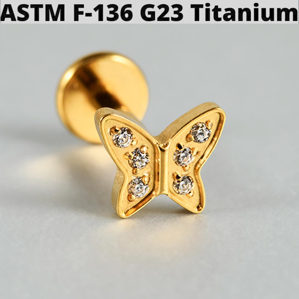1PC G23 Titanium Butterfly Internal Thread Labret Lip Rings Cross Snake Ear Cartilage Tragus Helix Earring Lobe Piercing Jewelry