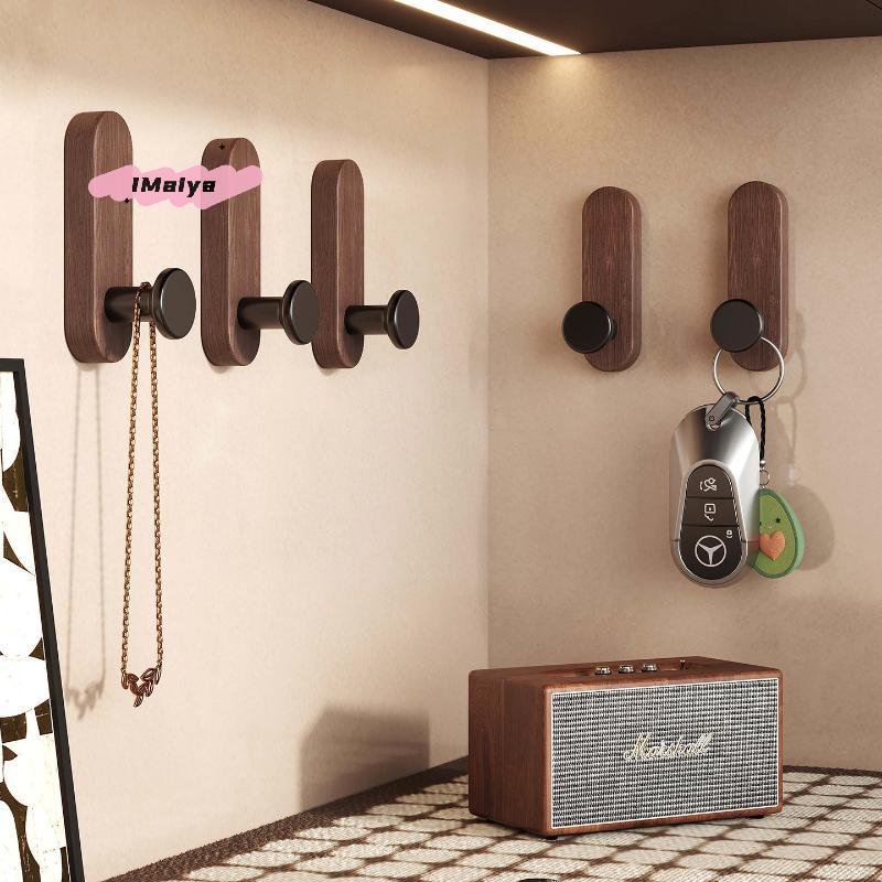M-Nordic Style Wood Wall Hooks Self Adhesive Mounted Coat Towel Clothes Blanket Hat Backpack Robe Entryway Key Holder