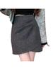 High-Waisted Black Wool Mini Skirt with Irregular Sequins - Women's A-Line Autumn/Winter 2025 Korean Style Bodycon Skirt.