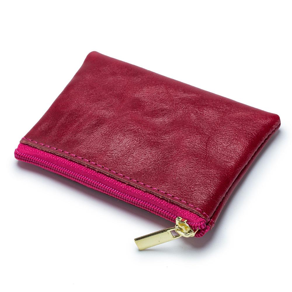 

Slim change bag men s, simple soft cowhide mini key bag women s zipper coin small wallet