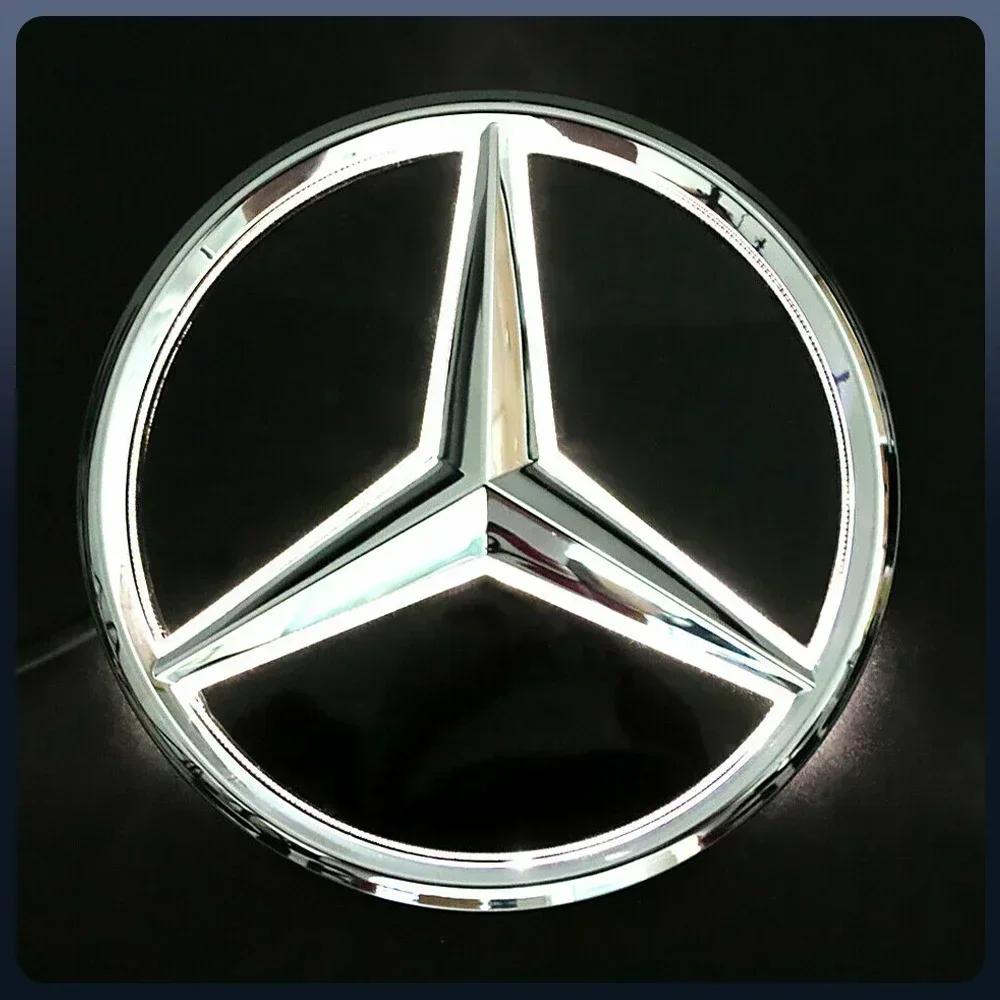 Autoaufkleber 2025 Heiß Für Mercedes Benz Passend Für Mercedes Benz Chrom Silber Frontgrill Spiegel Stern LED Weiß Beleuchtetes Emblem