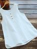 Summer Pure Color Round Neck Vest Shirt, Pure Cotton and Linen Shirt, Women's Clothing