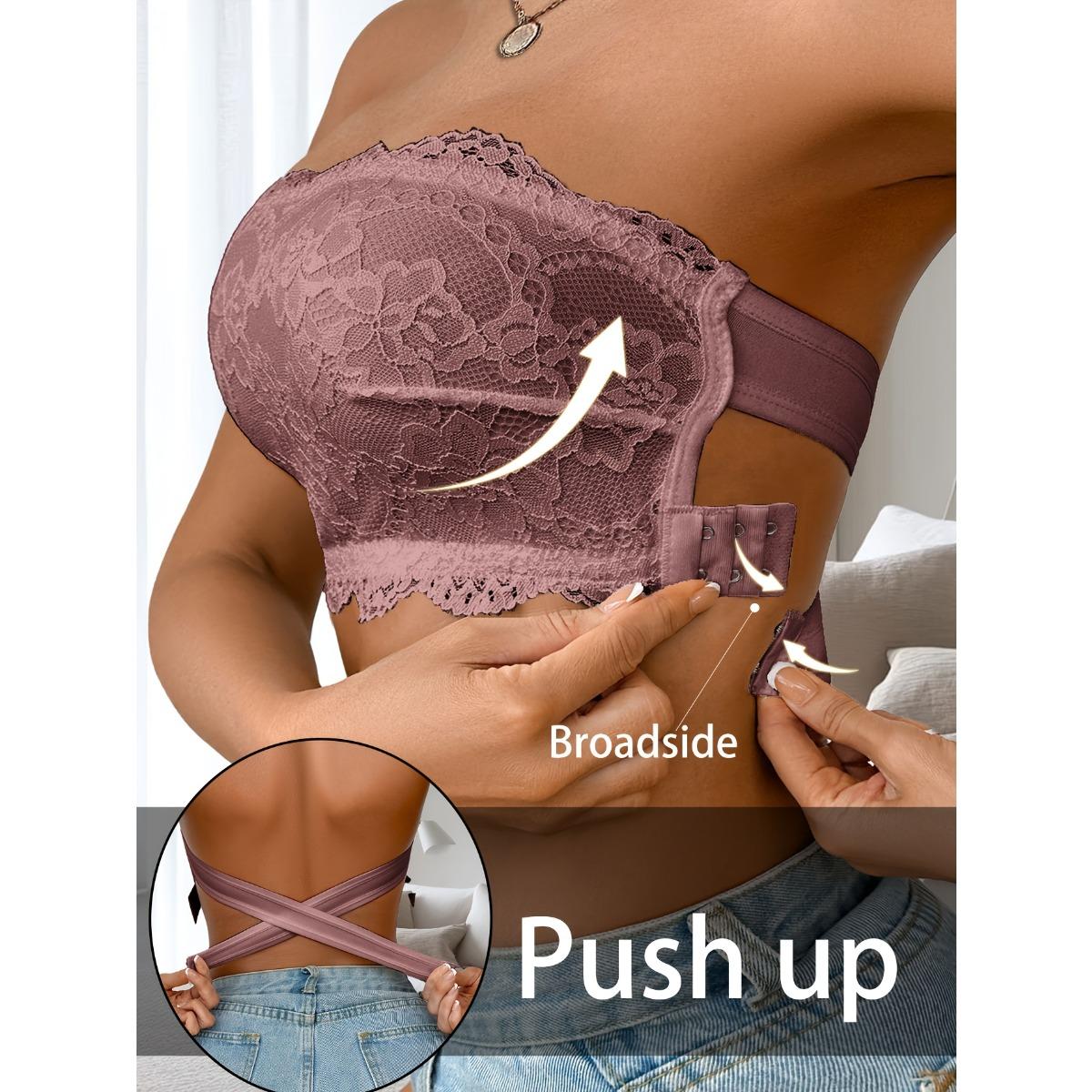 

Women s Underwire Bra with Lace Lace, Strapless Padding, Strapless Straps, Wrapped Around The Chest, Strapless, and Sexy Base,push Up Bra S фіолетовий