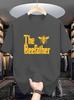 Unisex Black Tee The Bee Father Honey Bee Print Short Sleeve Loose Casual Summer Street Basic Top For Adult Male Daily Wear Outfit
