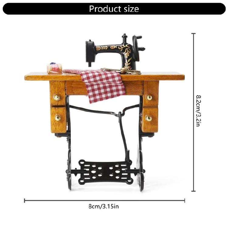 Detailed Miniature Sewing Machine Dollhouses Display Enhances Living Room Pretend Play Accessories