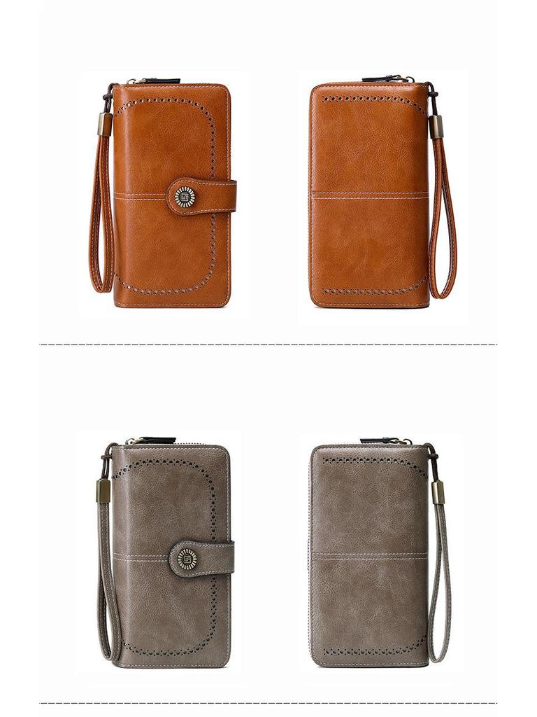 RFID Antimagnetická Kožená Dlouhá Dámská Peněženka na Zip - Velká Kapacita Evropský a Americký Styl Psaníčko