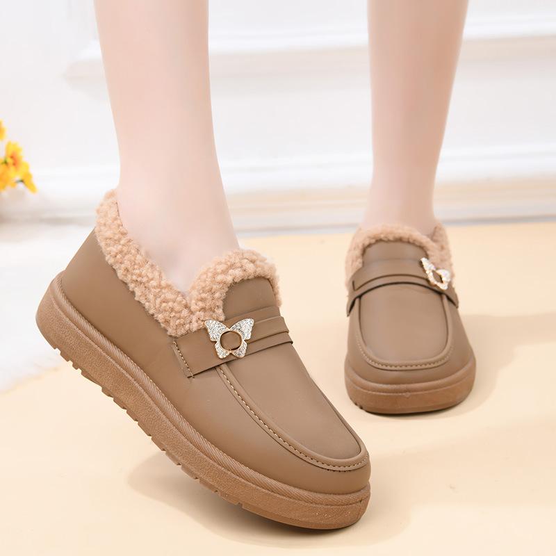 Processing customized cotton shoes women's new winter velvet thickened warm fashionable and comfortable cotton boots women's one-pedal mother shoes
