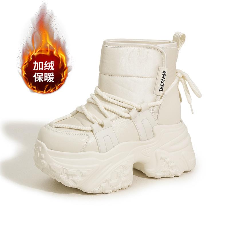 

Snow boots women s winter velvet thickened waterproof 2025 new cotton boots fashionable versatile thick-soled warm inner height-increasing short boots 39