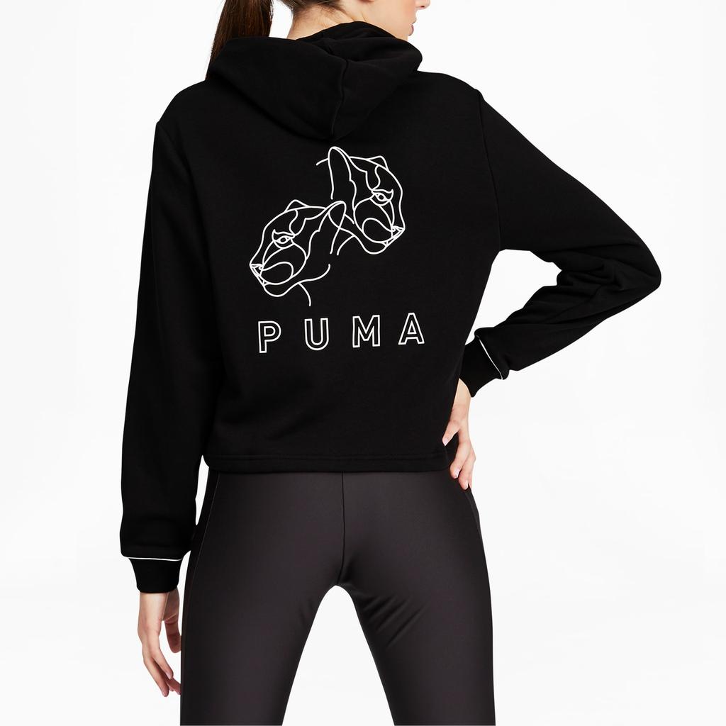 Puma Style Cat Cropped Hoodie Women Tops Black 587162-01