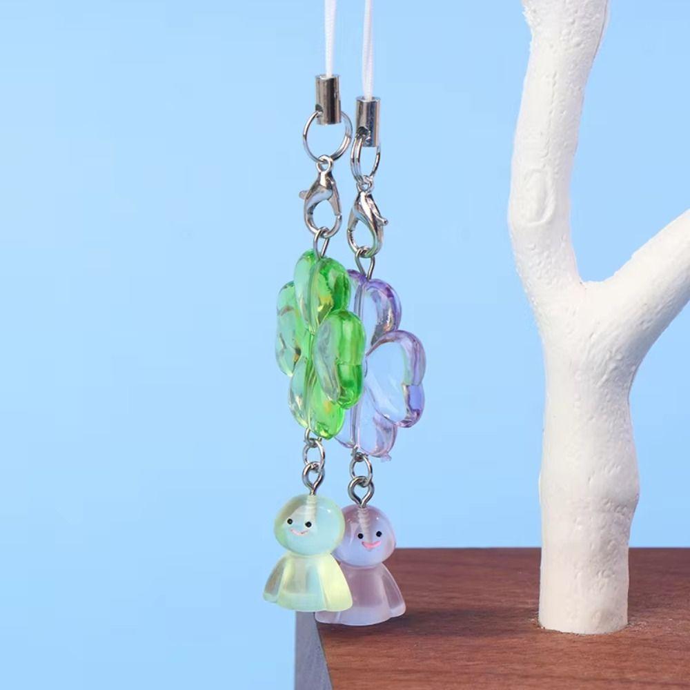 Key Chain Mobile Phone Lanyard Cellphone Strap Leaf Clover Pendant Women Girls