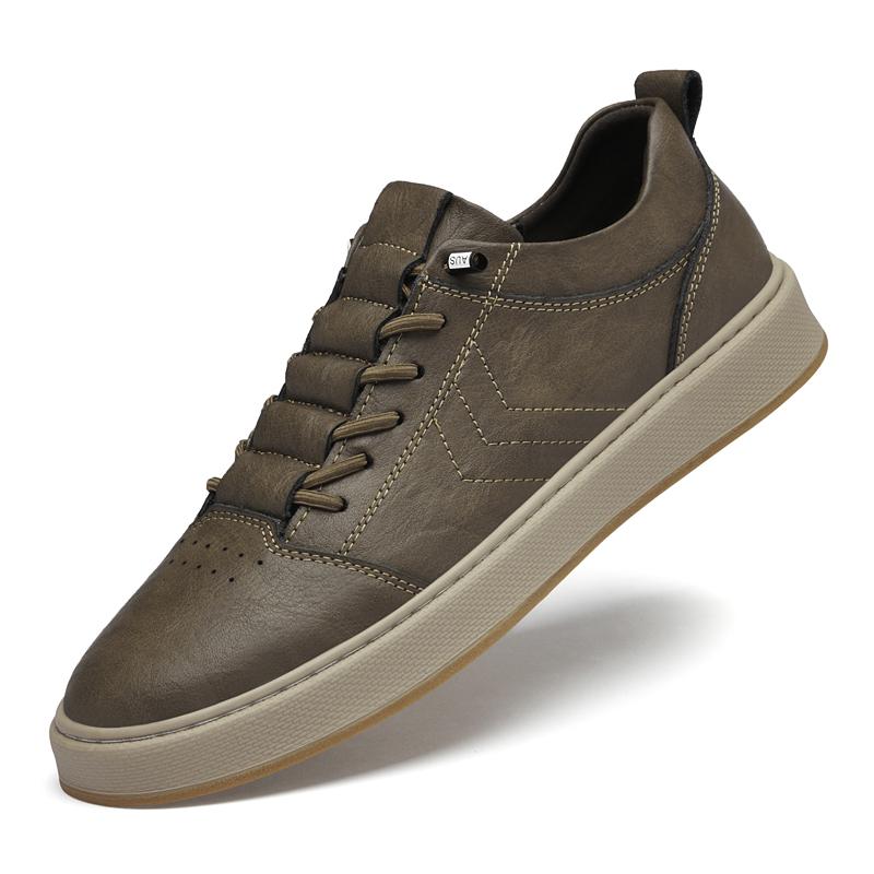

Fashion High End Brand Men s Leather Casual Shoes Wear-resistant Soles Oxford Shoes Trendy Men s Outdoor Hiking Shoes Anti Slip 37 хаки