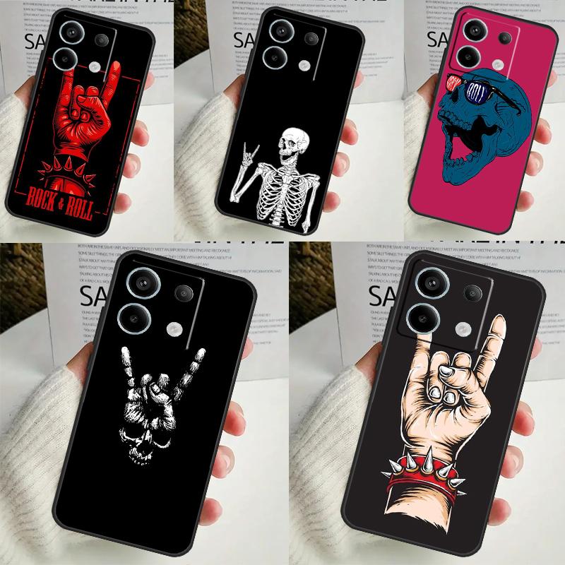 Rock and Roll Skull Case For Xiaomi Redmi Note 12 11 10 9 8 13 Pro Plus 12S 11S 10S 9S 10A 9C 10C 12C 13C Cover