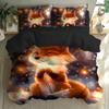 Warm Minimalist Style 3D Pattern of Animal Fox Bedding Set Elves Brushed Digital Printing Duvet Cover Soft Comfortable for Bed