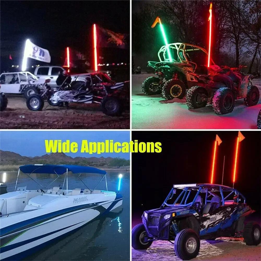 2PCS 1.8FT LED Whip Light Universal RGB LED Flagpole Lamp Colorful Antenna Driving Decorative Light For Car SUV ATV UTV RZR 12V