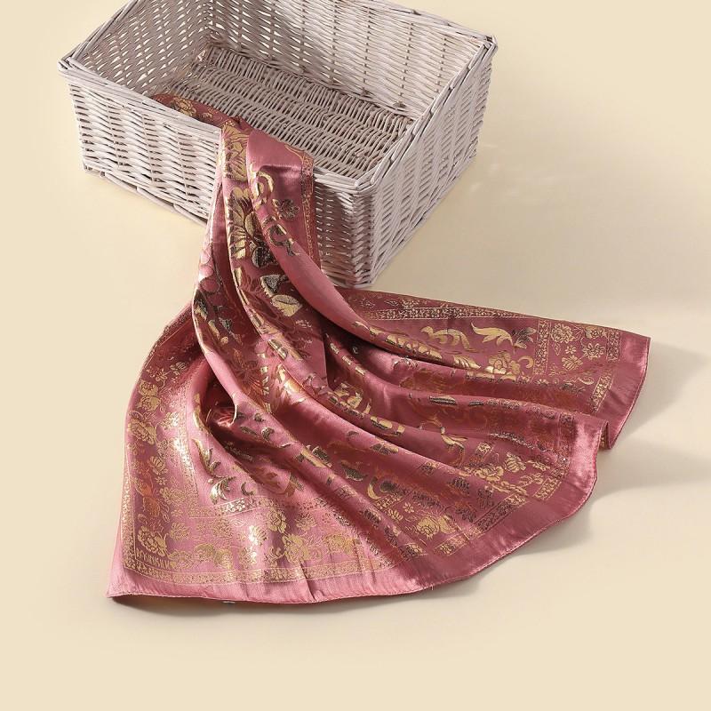 Womens Silk Jacquard Square Scarf Geometric Elegant Wrap Shawl Accessory One Size