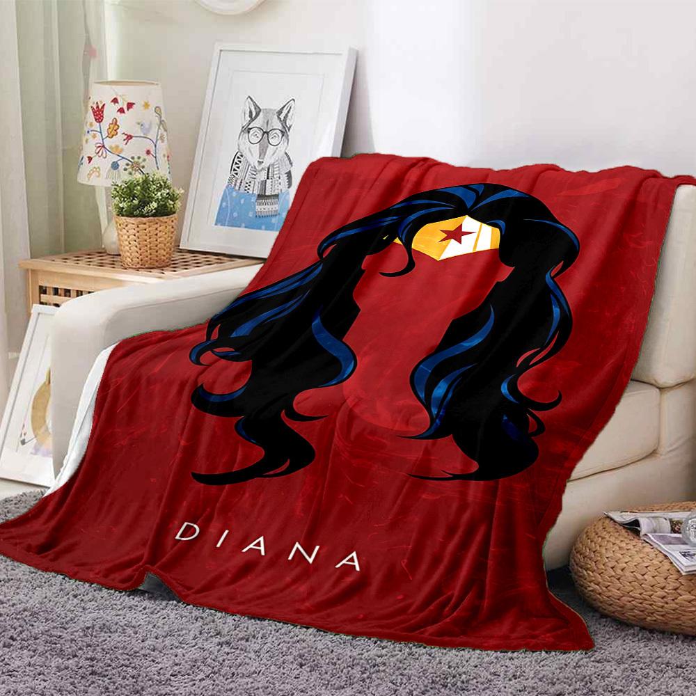 1pc Wonder Woman Diana Flannel Throw Blanket Lightweight Soft Warm All Season Blanket for Sofa, Bed, Travel, Camping L1024222