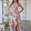 Modedruck Neckholder Bohemian Kleid Sommer heiß lässig Urlaub Kleid