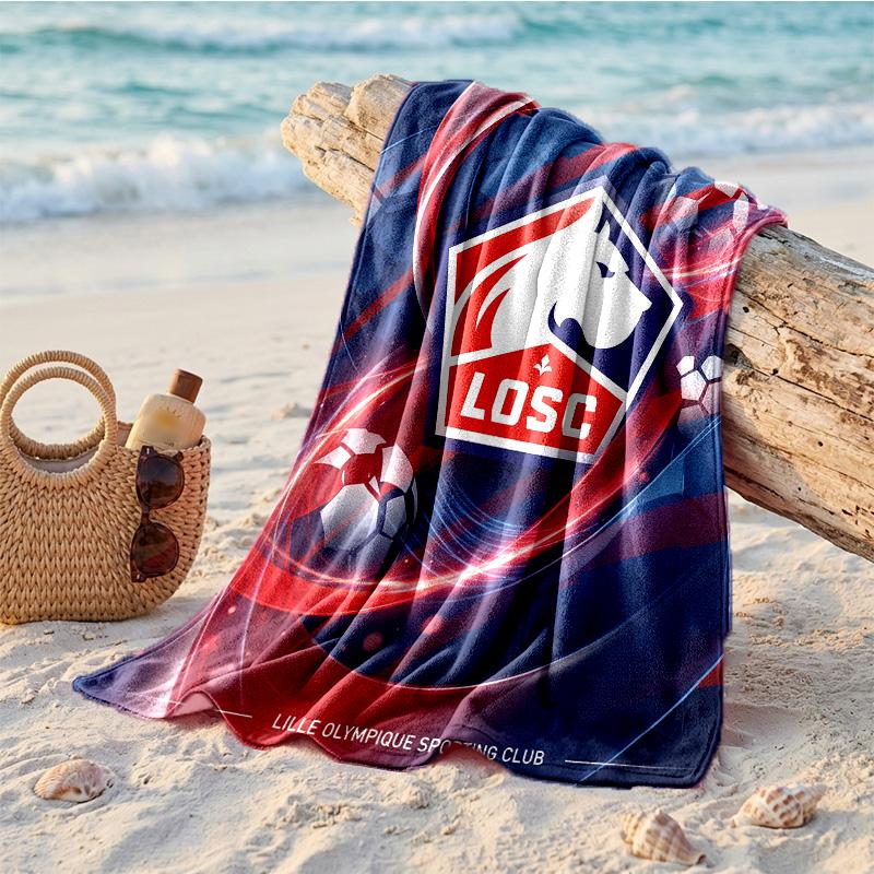 LOSC Lille FC Print Microfiber Beach Towel Quick Dry Absorbent Large Towel For Beach Swimming Travel