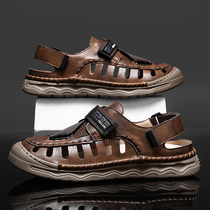 Fashion New Leisure Walk Men's Sandals Durable Handmade Stitching Beach Shoes Quick Dry Wading Aqua Shoes Non Slip Outdoor Male Sandaly