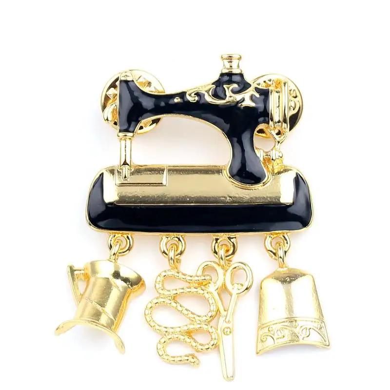 Clothes Brooch Creative Hanger Sewing Machine Design Brooches Enamel Brooch Fashion Jewelry Badges Pendants Suit Collar Pin Bags