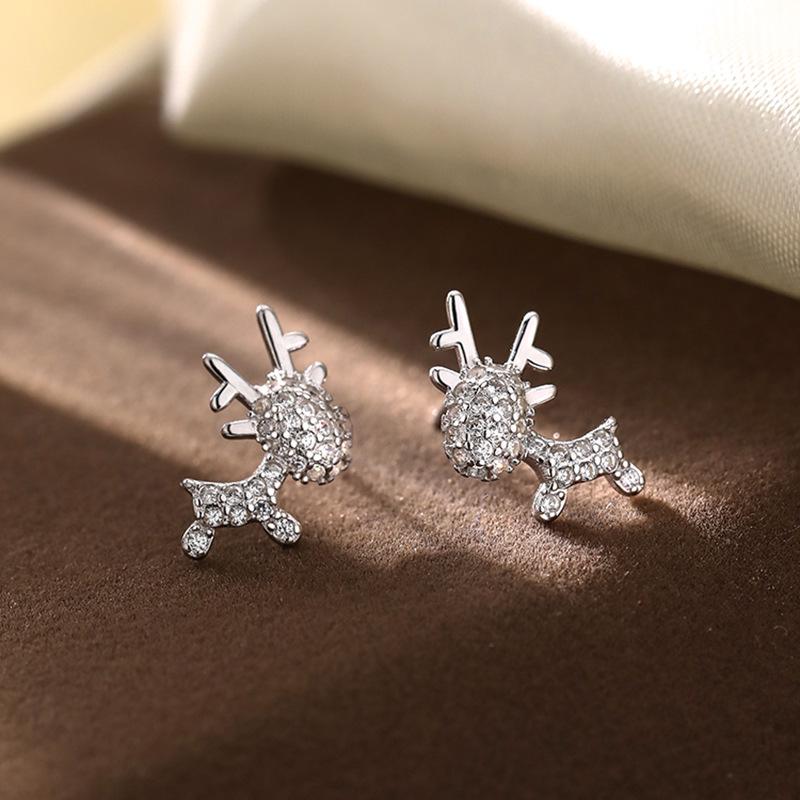 S925 Sterling Silver Reindeer Stud Earrings - 2020 Women's Trend Christmas Jewelry