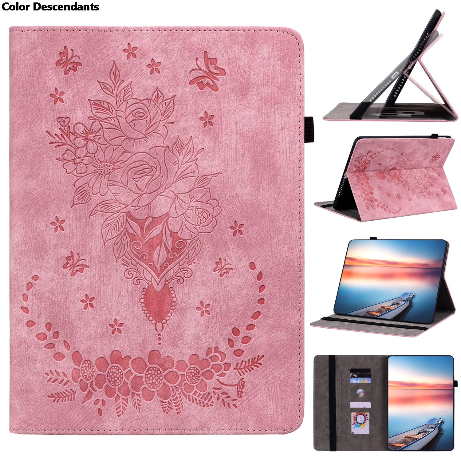 

Embossed Case For Amazon Kindle Fire HD10 2019 2017 Fire 7 2022 KPW5 HD10 PLUS 2021 HD8 2022 2020 2017 Stand Flip Tablet Cover Fire HD8 2020 рожевий