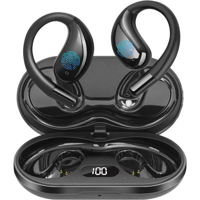 Offene Ohrklemme Drahtlose Ohrhörer Bluetooth 5.4 Kopfhörer Offenes Ohr Eingebautes Mikrofon, IPX5 LED-Anzeige Ladecase, Ohrhaken Ohrhörer für Laufen Fitness
