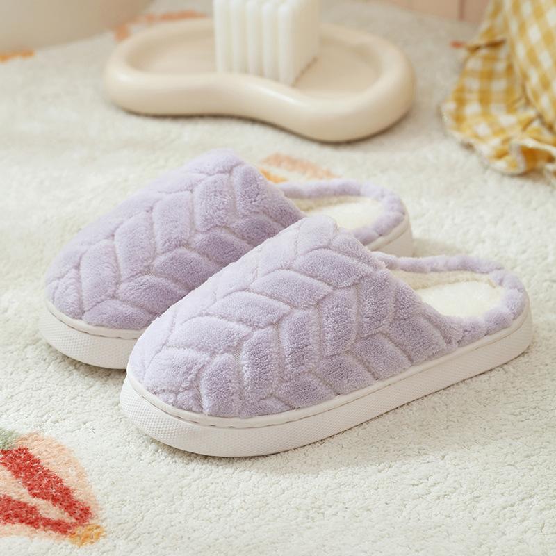 Maple leaf cotton slippers new autumn and winter indoor home non-slip thick bottom plush couple slippers