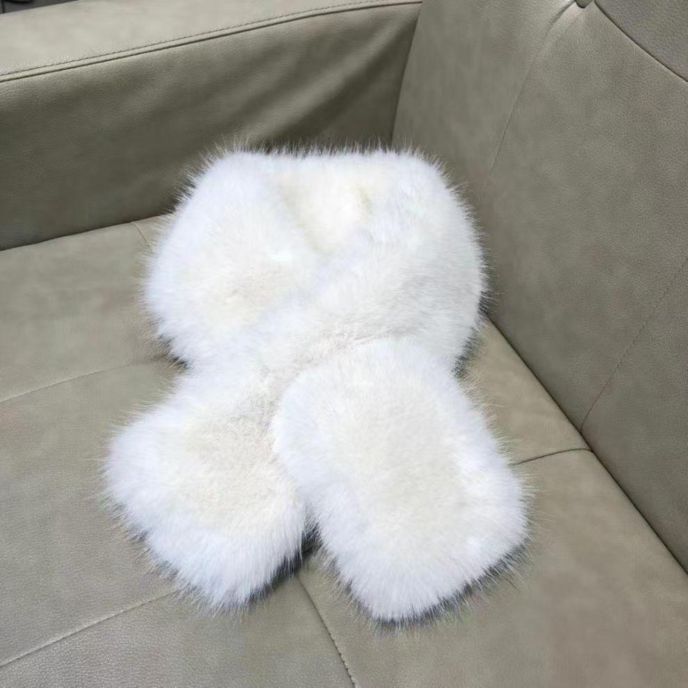 Solid Color Versatile Imitation Mink Fur Fashion Commuter Style Fur Collar Scarf for Women Light Luxury Furry Simple Scarf