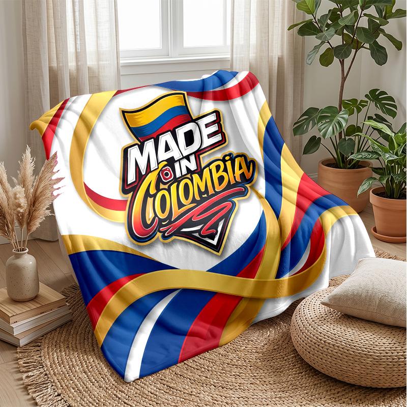 Colombia Football Printed Flannel Blanket Skin Friendly Warm Decorative Throw for Indoor Couch Bed Daily Use