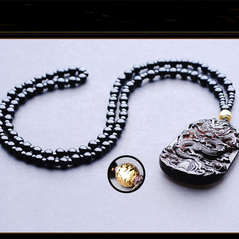 Natürliche Obsidian-Eisarten, zwölf Sternzeichen, Drache-Anhänger, Herren- und Damen-Halskette, Drache Teng, Vier-Meere-Tag