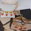 Stylish Strawberry and Cherrys Designs Stainless Steel Bracelet for Trendy Women and Teens With Adjustable Fit