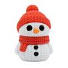 Festive Snowman Decor 3D Printed Knitted Figurine, Christmas Statue with Red Knit Decorative Hat and Scarf, Mini Sculpture for Holiday Desk Decoration