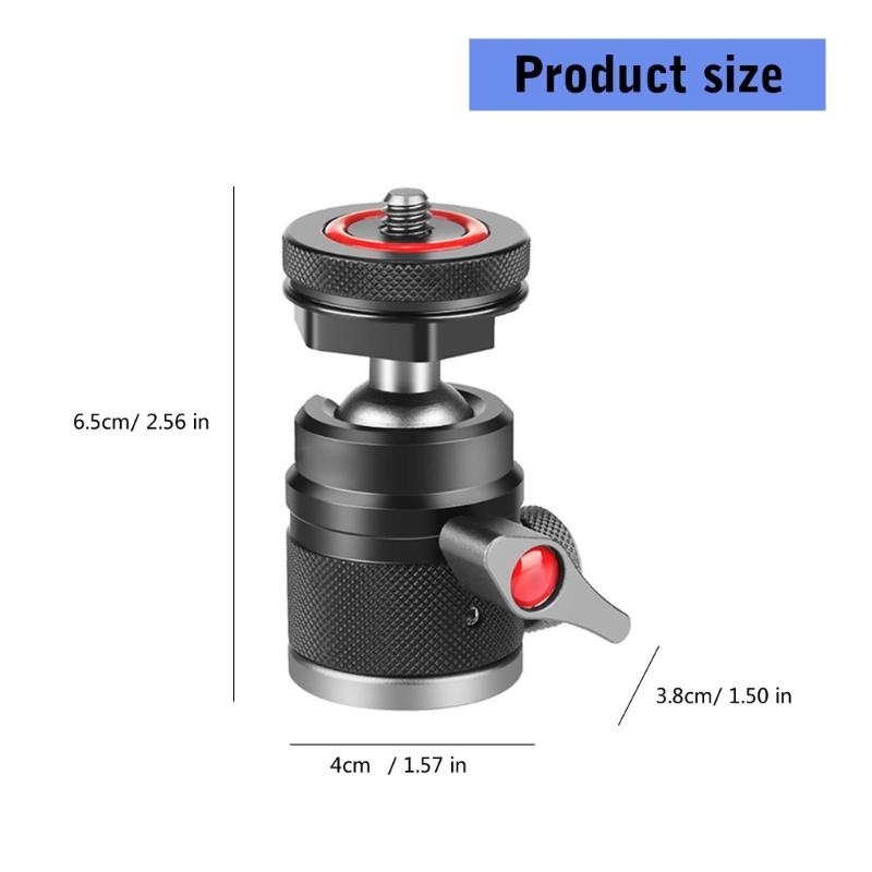 Mini BallHead With Smooth 360°Pivoting Compatible for Camera Tripod And Selfies Stick Strong Durability&High Stability