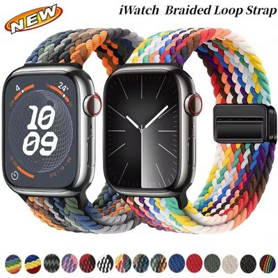 Neues geflochtenes Schlaufenarmband für Apple Watch Band Ultra 2 49mm 9 8 7 41mm 45mm 6 5 4 SE 44/40mm Elastisches Armband iWatch 10 46mm 42mm