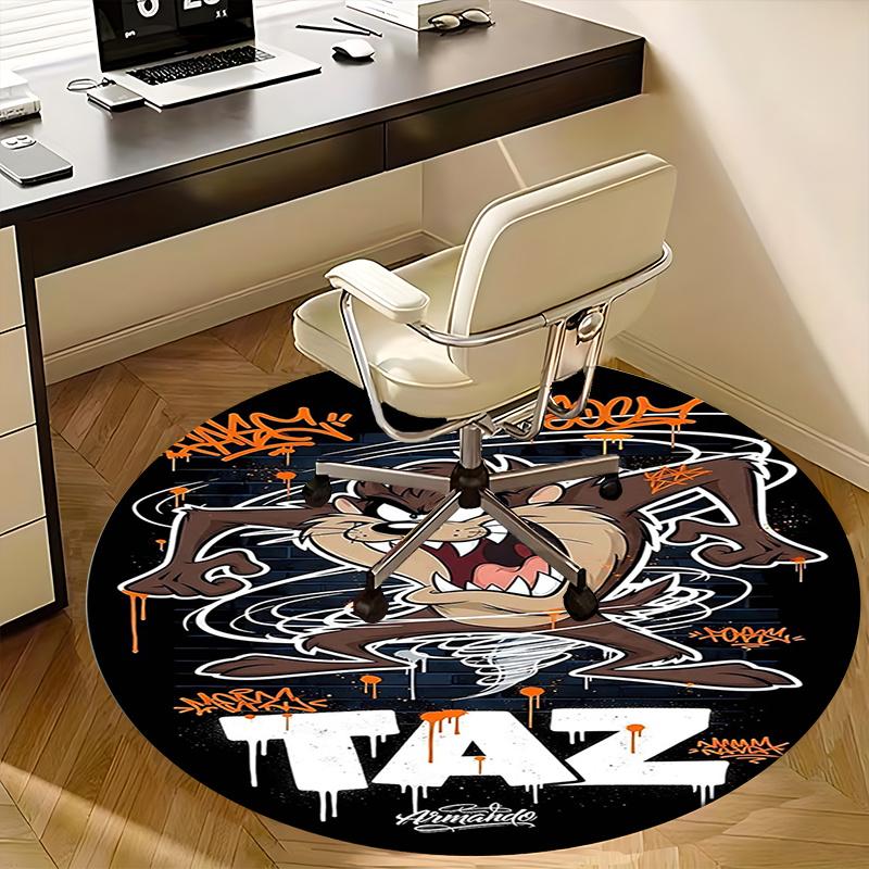 Taz,Looney Tunes Chair mat Round Rug-Office carpet, Machine Washable, Non-slip, Suitable for Living Rooms, Bedrooms, Entryways, and Holiday-