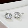 Huitan Oval Shaped Stud Earrings Piercing Silver Color White Cubic Zirconia Cute Women's Earrings Wholesale Bulk Fashion