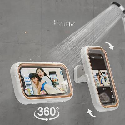 Suporte de Telefone Impermeável Rotativo: Armazenamento de Banheiro de Parede com Tela Sensível ao Toque 360° Anti-Peep