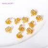 18K Gold Plated Brass Metal Hollow Pattern Opening Spacer Beads Charms Pendant Bail Connector For DIY Jewelry Making Supplies